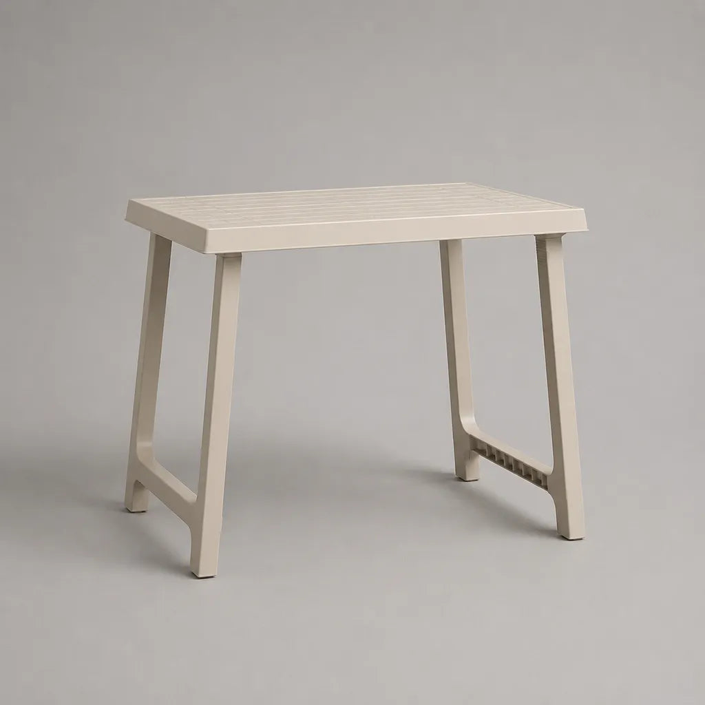 Table de jardin rectangulaire en polypropylène beige, 80 × 70 × 72 cm