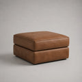 Pouf repose-pieds carré rembourré en similicuir PU marron, 80 × 80 × 45 cm