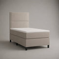 Lit boxspring 1 place en tissu beige 90 x 200 cm avec tête de lit, matelas à ressorts ensachés et surmatelas