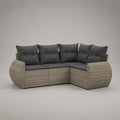Canapé d’angle extérieur 5 places à 3 modules en résine tressée et acier, gris taupe et anthracite, 220 × 165 × 85 cm