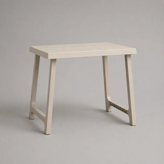 Table de jardin rectangulaire en polypropylène beige, 80 × 70 × 72 cm